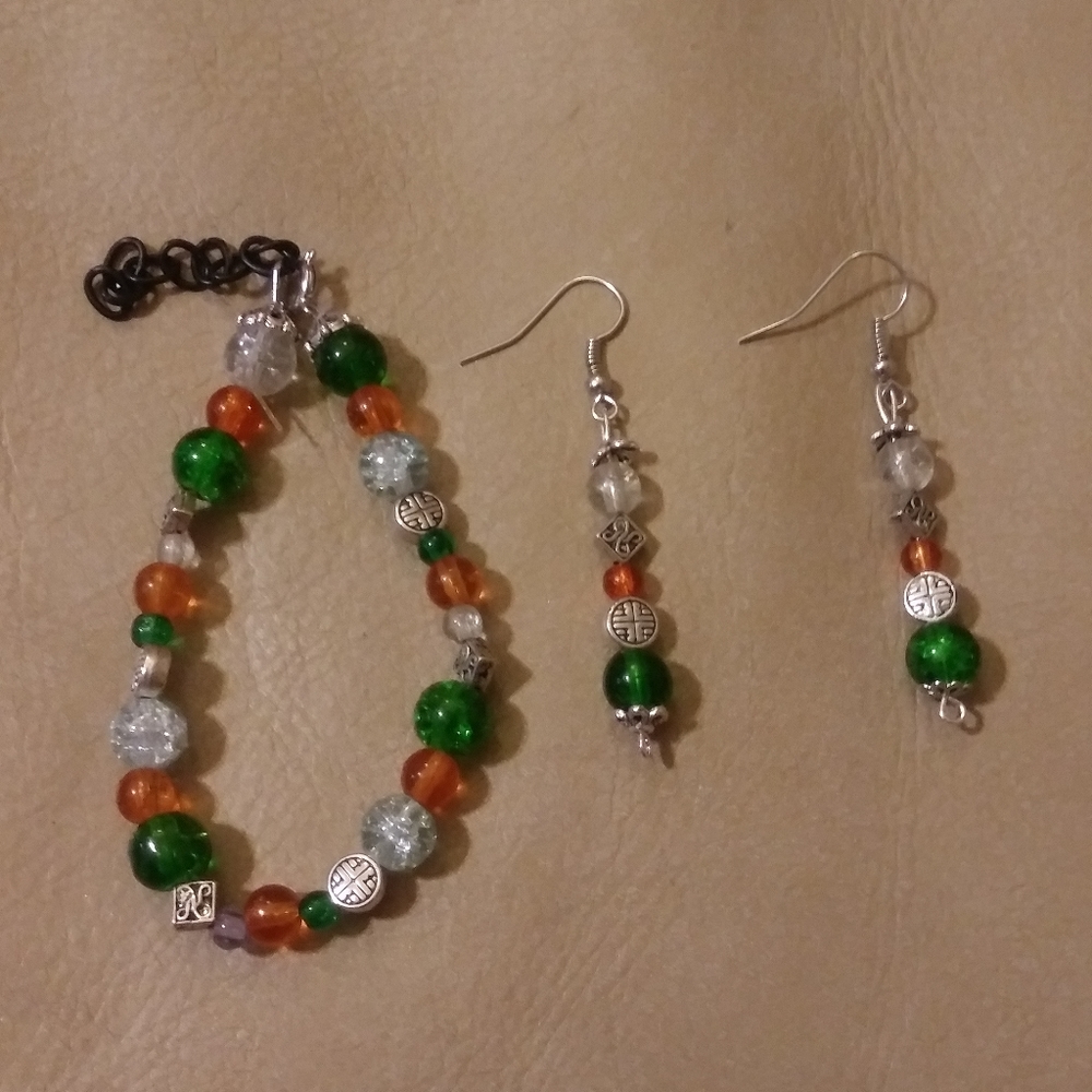 Handmade bracelet and earrings